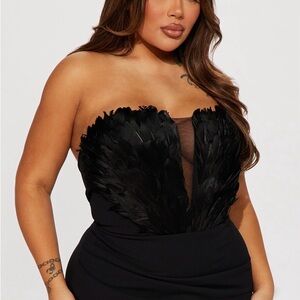 Fashion Nova Black Feather Gown